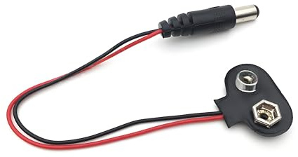ELFJMZP Lot de 2 câbles d'alimentation de batterie 9 V - Clip vers fiche CC 5,5 x 2,1 mm - 15 cm - Câble rouge/noir 24 AWG - Pour expériences électroniques, instruments et équipements d'urgence (type