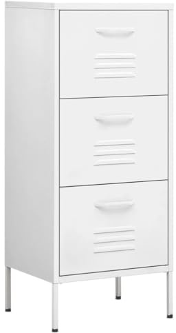 Tomostar Aufbewahrungsschrank aus Metall, Büroschrank, Metall, Aufbewahrungsmöbel, Weiß, 42,5 x 35 x 101,5 cm, Stahl