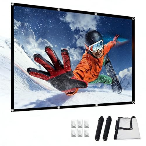 60-250 Pouces Écran Projection 4:3 Full HD 3D 4K Toile de Projecteur Lavable de Vidéoprojecteurs avec Sac, Cordes et Crochets pour Soirées Cinéma à la Maison(200 in(400x300cm))