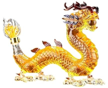 Decanter per whisky con drago orientale, bottiglia di vetro senza piombo, realizzata a mano, 1000 ml, regalo personalizzato per vino, tequila, decorazione da tavola per festival, design zodiacale