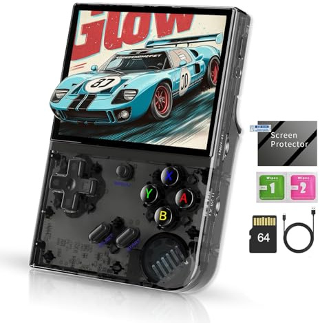 RG35XX Plus - Console da gioco portatile, schermo IPS da 3,5 pollici, scheda TF integrata da 64 GB, con batteria da 3300 mAh, sistema Linux System, console di gioco retrò