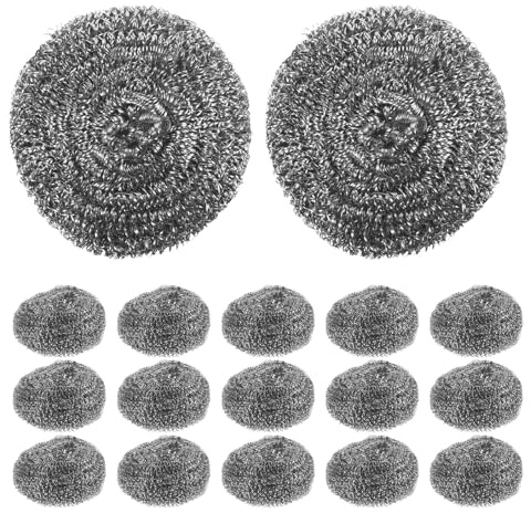 BUGUUYO 40 Pezzi Spugne Abrasive in Acciaio Inox Resistenti alla Ruggine Panni Pulizia Multiuso per Pentole e Lavelli Scovolini in Rete per Cucina e Bagno