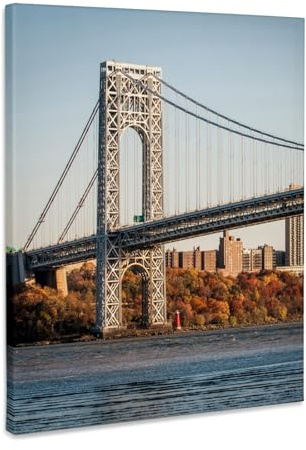 3dRose USA, New Jersey, Hudson River Basin, view of George Washington Bridge. Museum Grade Canvas Wrap 16x20