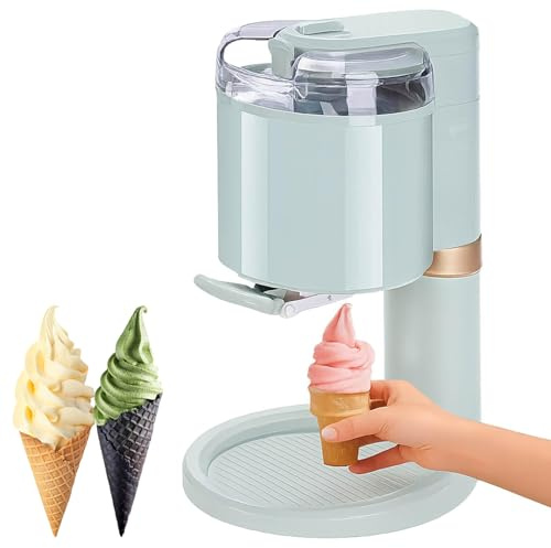 Ice Cream Machine for Home, 1L Automatic Soft Serve Ice Cream Maker, Table Top Frozen Yoghurt and Sorbet Maker, Easy Clean Removable Parts, Stainless Steel