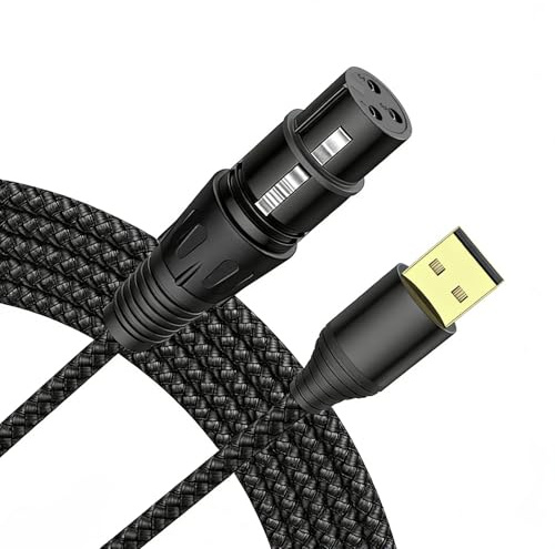 XLR auf USB Mikrofonkabel 1,5 m mit Integriertem DAC, Profi Adapter für Aufnahmen und Streaming, Plug-and-Play xlr auf usb Verbindung für PC Laptop, für Dynamische Mikrofone und Studioanwendungen