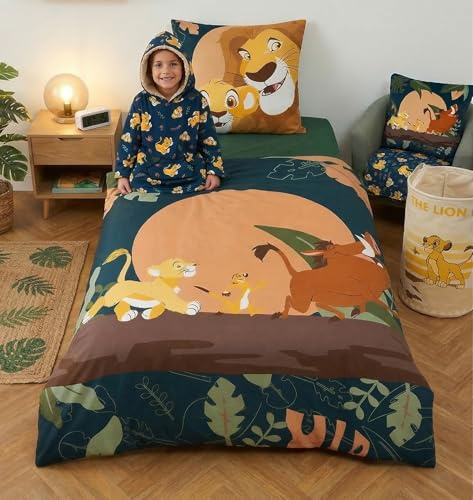 König der Löwen Komplett-Set 5-teilig Kinder 140x200 – Simba | Komplett-Set 5-teilig | Bettwäsche + Kapuzendecke + Wäschekorb + Kissen + Decke | Simba | Offiziell lizenziert