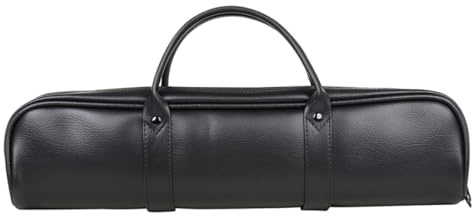 Toyvian Bolsa para Flauta Negra de Cuero, Estuche Portátil para Flauta de 16 Orificios, Contenedor Protector Ligero y Cómodo para Transporte de Instrumentos Musicales
