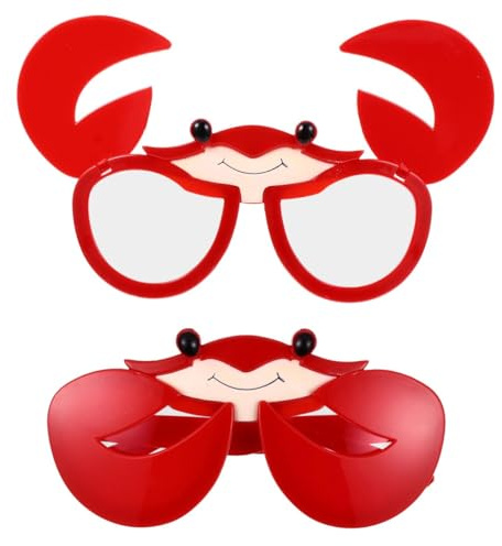 Abuyall 2 Stück Lustige Partybrille Krabbe - Verrückte Sonnenbrillen Meerestiere - Foto Requisiten Set - Leichtes Krebs Kostüm Zubehör Für Strand Karneval Fasching Hawaii Sommer Malle