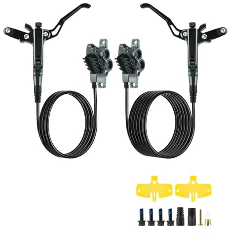 cyklar bakbromstrumma 2 Hydraulisk skivbroms med fyra kolvar för MTB-cykel 850 mm 1600 mm kylkuddar 4 kolvar Oljetryck DH cykelbroms(Titanium)