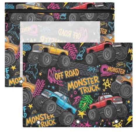 Färgglada monster trucks penna skola pennfodral påse för pojkar