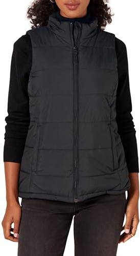Amazon Essentials Gilet bouffant de poids moyen pour femme, noir, taille XXL