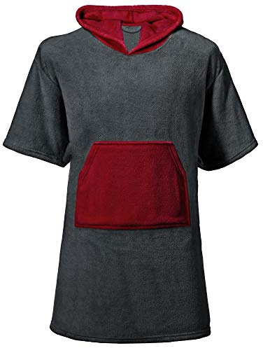 CelinaTex Happyfun Poncho mittel 65 x 100 cm anthrazit Bordeaux Mikro-Flanell Badeponcho Mikrofaser Surfponcho Handtuch