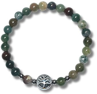 Majas Perlen Edelstein Armband Handmade aus verschiedenen Edelsteinen mit Lebensbaum aus Edelstahl Silber oder Gold - Spiritueller Schmuck - esoterisches Geschenk - personalisierbar