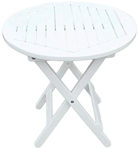 H4L Beistelltisch Weiß Klapptisch rund Holztisch Gartentisch Ø 50cm Tisch Eukalyptus