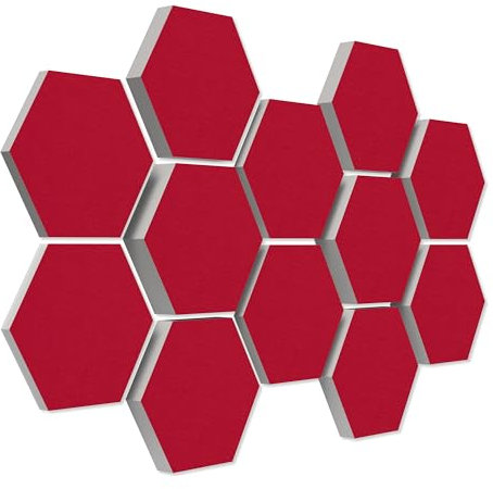 platino24 Schallabsorber COLORE aus Basotec G+ I Akustikpaneele mit Akustikfilz I 3D Wand-Paneele mit 12 Waben in Bordeaux I Akustikplatten zur Schalldämmung in Büro, Studio & Wohnung