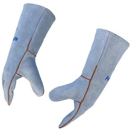 PerfeSafe Welding Gloves 16 Inches, Heat Resistant 932℉ Leather Welding Gloves for MIG, TIG, Stick, Long Sleeve Grill Gloves for Welding, Fireplace, BBQ, Oven, Furnace, Wood Stove, Animal Handling