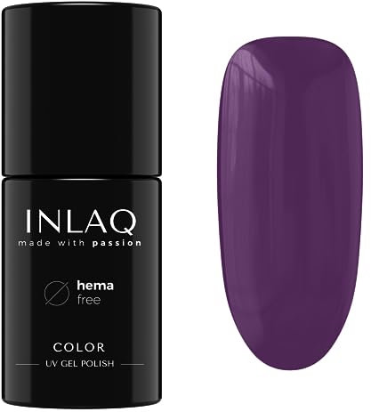 INLAQ® HEMA Free UV Nail Polish Dark Purple 6 ml - gel nail polish free of HEMA - gel polish UV varnish in different UV LED gel colours