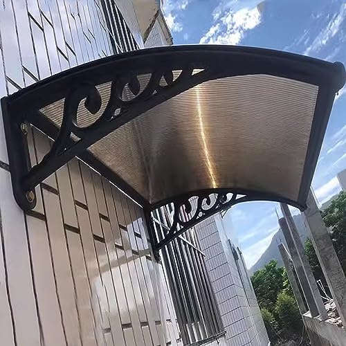 kufu01 Auvent de Porte Aluminium Moderne,Marquise Solaire Abri Banne Entrée Protection,Toit de Porte d'Entrée,Porte Résistante Toit Abri Contre la Pluie et UV,Épaisseur de 2,5 Mm (60x130cm/24 x51)