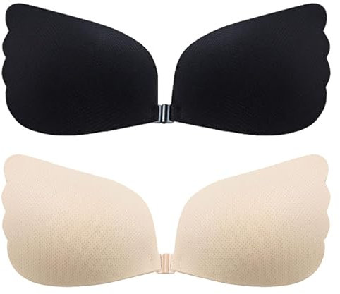 INBOLM 2 Pack Strapless Push Up Bras for Large Breasts - Adhesive, Sticky, Backless