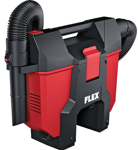 Flex 509981 Aspiratore a Batteria (con Pulizia Manuale del Filtro, 18 V, Senza Batteria, con Imbracatura, aspirapolvere), Rosso
