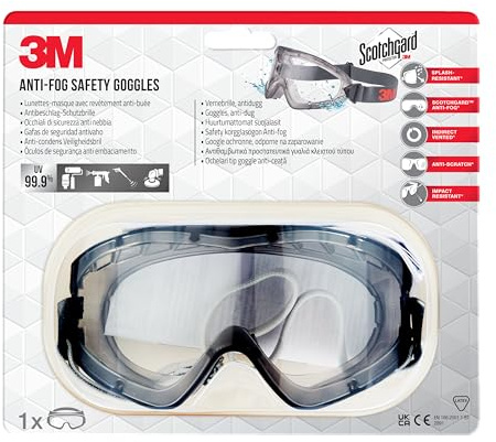 3M Scotchgard Anti-fog Safety Goggles, 2891, Indirect Vented, 1/PK
