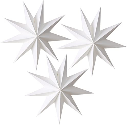 EASY JOY 3er Set Weihnachtsdeko Papiersterne 30cm Neunzackiger Faltstern Weihnachten Dekoration Weiß Faltsterne Party Deko für Weihnachtsbaum Tischdeko