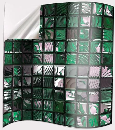 Fliesenaufkleber Grünes Mosaik Selbstklebende Klebefliesen, Wandfliesen Aufkleber,Wasserdicht Fliesensticker Fur Kuche Badezimmer Dekorative Stickerfliesen,Wohnzimmer Dekoration10X10Cm
