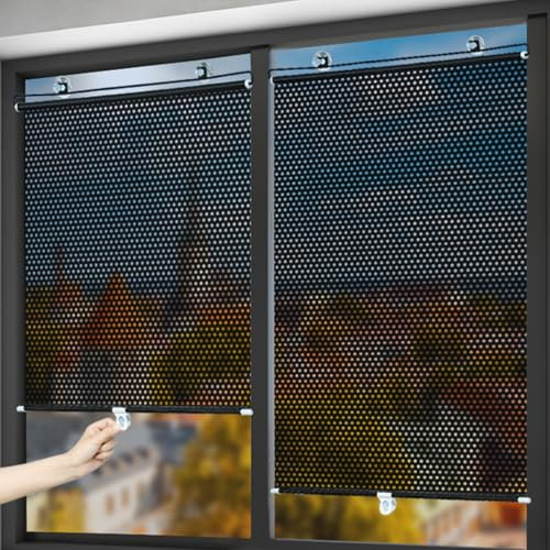 jiajulashou123 Saugnapf Rollo Sonnenschutz Rollos Mit Saugnäpfen Verdunkelungsrollo Fenster Rollo Temporäre Jalousien Einziehbarer Balkon Sonnenschutz Ohne Bohren für Küche,Auto (40x125cm)