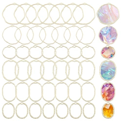 CHGCRAFT 48Stk Ring Offene Rückseite Lünette Charms Anhänger Legierung Anhänger Lünette Blanko Tabletts Geometrische Hohlrahmen Charms Für DIY UV Harz Epoxidharz Gepresster Blumenschmuck