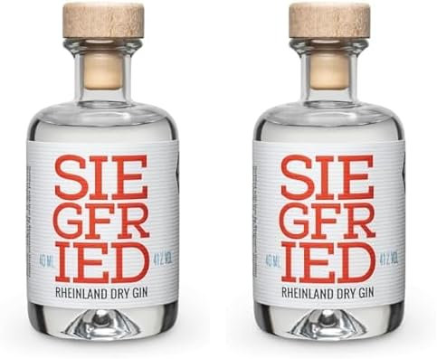 Siegfried Rheinland Dry Gin | Weltweit ausgezeichneter Premium Gin | Micro-batch Gin mit 18 Botanicals | Regionalität und Weltklasse | 41% Vol. | 40ML (Packung mit 2)
