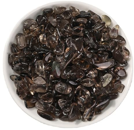 Erliway 1 lb Smoky Quartz Crystals Chips Bulk, 7-9 mm Tumbled Chips Crushed Crystal Stone for Garden Plant Decoration, Polished Healing Crystals Rocks for Jewelry Making Home Decoration