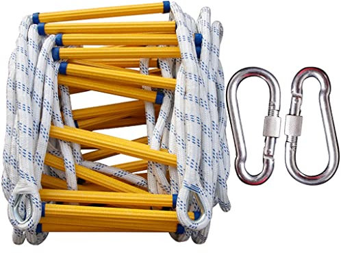 Scala Antincendio Scala di Corda 10 Metri - Scala Antincendio di Emergenza con Ganci - Sicherheit Scala di Corda Ignifuga Riutilizzabile, Salvataggio Compact.