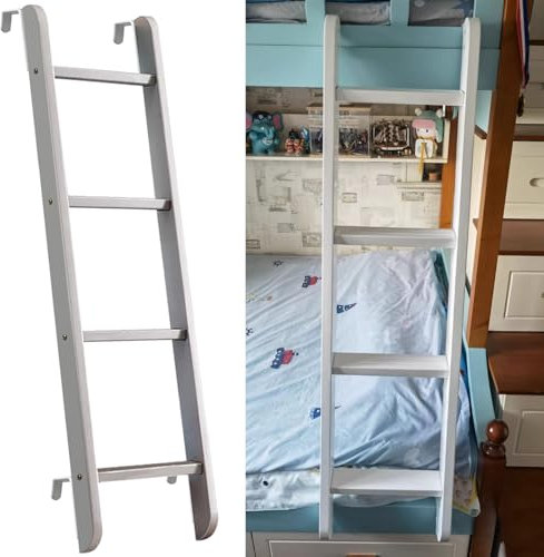 Scala per Letto a soppalco in Legno Scala a Castello a 4/5 gradini - Scala salvaspazio per Letto a Castello - Scala di Ricambio per dormitorio Domestico Scala Dritta con Ganci Regolabili