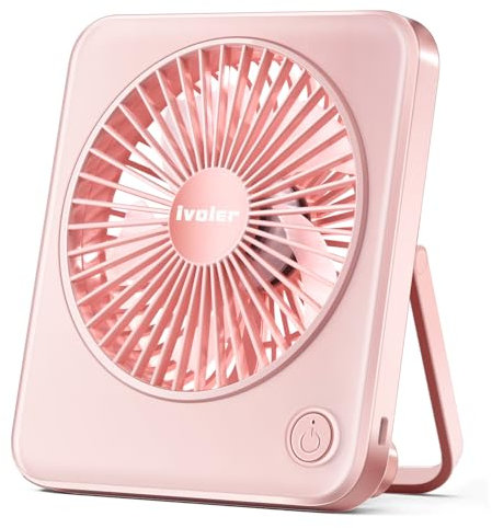 ivoler Mini Ventilateur USB Fan, Ventilateur Portable Réglable à 3 Vitesses, Silencieux Ventilateur de Bureau/Table pour Table PC, Maison, Bureau, Camping, Voyage - Rose