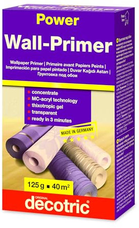 Power Wall-Primer: Concentrated Wallpaper & Paint Primer Gel for Even Absorbency & Strong Adhesion, Dust-Binding, Transparent, Ready in 3 Minutes, Improves Adhesive Grip, 125 g – decotric