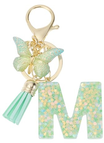 CAPASTEC Porte-Clés Lettre M Vert Clair 1Pc Cadeau Pour Femmes Résine