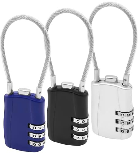 MEIRIYFA Lucchetto con combinazione a 3 cifre, lucchetto con password, impermeabile, per scuola, palestra, armadietti, cancelli, bagagli, zaini, cestino per bicicletta (3 pezzi)