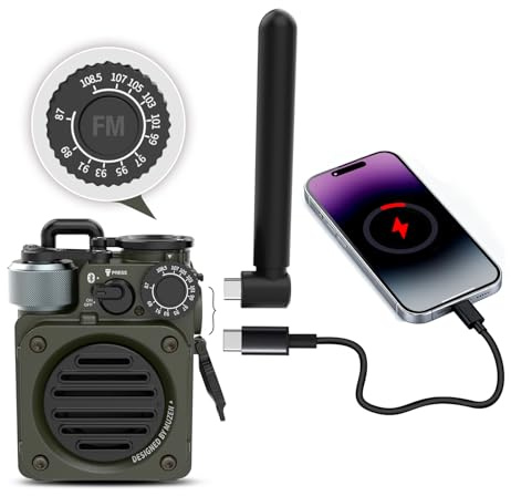 Muzen Altavoz Bluetooth inalámbrico portátil Wild Mini 3.0 mejorado para exteriores, con radio FM, cargador de teléfono móvil, 15 horas de reproducción, IPX5 resistente al agua, linterna de 3 modos