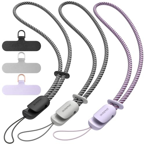 SURPHY 3 Psc Dragonnes Téléphone Portable réglable Léger avec 3 Patch | Courte Cordons Téléphone Portable, Lanière pour Clé, USB, Lecteur MP3, MP4 et Plus