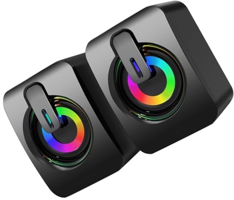 NUOBESTY Gaming Speakers 2 Pollici ABS Neri, Altoparlanti USB per Laptop | Luce LED a Respiro Colorata, Compatibilità Ampia Telefono, Coppia 1 Paio per Uso Domestico