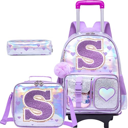 HTgroce Schulranzen mit Rollen Kinderrucksack Trolley Schulrucksack Schultrolley