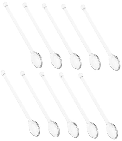 Warmhm 10pcs Glass Stirring Spoons Cocktail Spoon for Tea Coffee Stirring for Home Parties and Daily Use