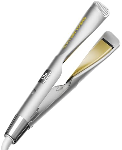 SHEGLAM Sleek Chic Twist Kiss - Piastra lisciante 2 in 1 (lisciatura e ricci), 1 pollice, 60 secondi, riscaldamento rapido, 20 milioni di ioni negativi, 5 livelli di temperatura, facile da viaggiare