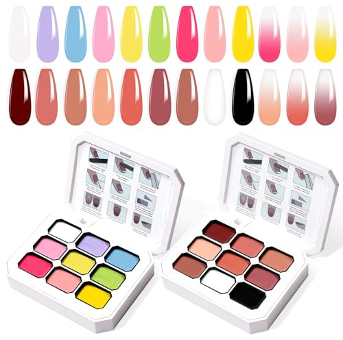 U-Shinein Gel de pintura gradiente, 9 colores, esmalte de uñas de gel Ombre con 100 esponjas de uñas y 4 garras de metal grabador para manicura francesa, juego de 85