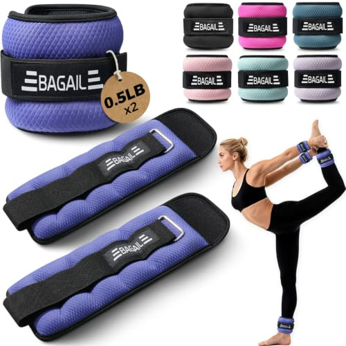 BAGAIL Ankle and Wrist Weights Set (0.23kg x 2) - Arm & Leg Weights for Men and Women - Adjustable Size, Secure Fit and Sleek Design for Walking, Running, Home Workouts & Physical Therapy - Purple