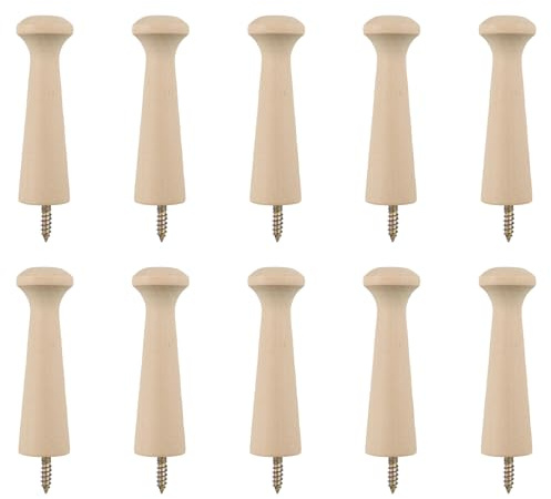 MOROBOR Lot de 10 pinces à linge en bois brut - 8,9 cm - Crochets solides à visser avec vis - Porte-serviettes en bois auto-adhésif pour suspendre vêtements, chapeaux, peinture