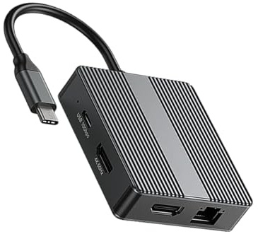 Gramigg USB C Extender Aluminum Dock 4K 60Hz 2xUSB3.2+Ethernet Fast Charging Converter For PC/Tablet Aluminum Docking Station