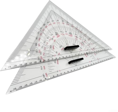 Schema da disegno quadrato, 2 pezzi 300 mm per navigazione, righello triangolare, goniometro 300 mm, quadrati in acrilico
