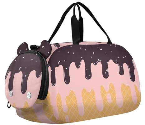 Tanztasche, Sporttasche für Mädchen, Jungen, Schokoladen-Erdbeere, Kinder-Sporttasche, Kekse, Reisetasche mit Namen, Wochenendtasche
