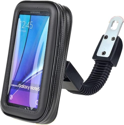 DUOBAGMA Motorcycle Universal Phone Mount Holder Waterproof Motorcycle Cell Phone Holder with Rain Cover 360° Rotation Motorbike Rearview Mirror Mount, fits All Mobile Phones and GPS Devices